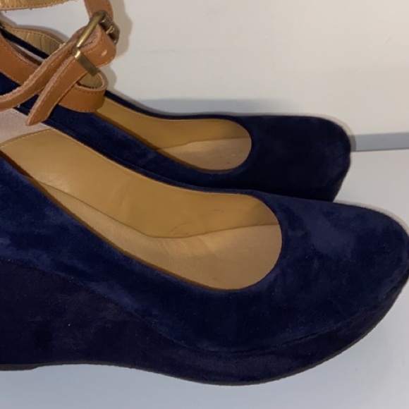 Browns Wedge Sandal Suede Navy - Picture 7 of 8
